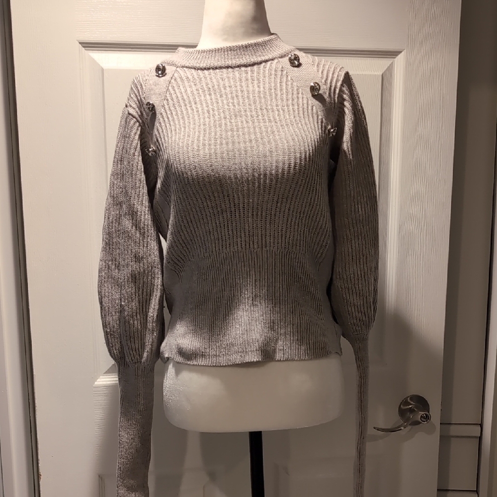Veronica Beard Gray Crew Neck Sweater